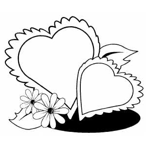 Hearts And Flowers Coloring Page