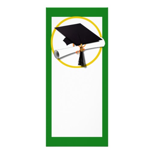 Graduation Cap w/Diploma - Green Background Rack Card Design from ...