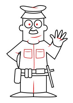 Drawing a cartoon policeman