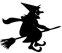 Witch on a broom clipart