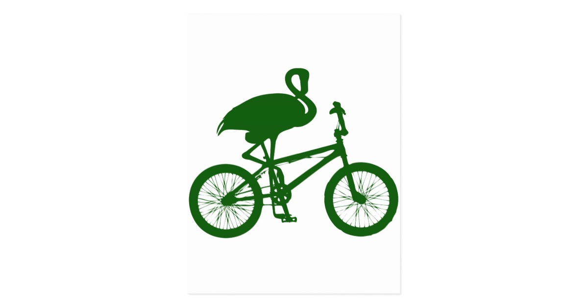 Flamingo auf Fahrrad-Silhouette Postkarte | Zazzle