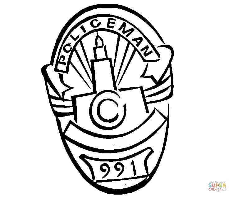 Policeman Badge coloring page | Free Printable Coloring Pages