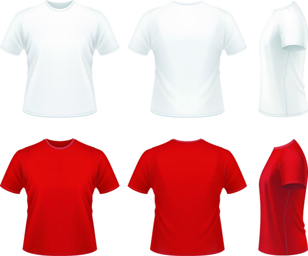 Red and White T-Shirt Vector Material