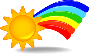 Rainbow Clipart Image - A bright yellow sun with a rainbow arc ...