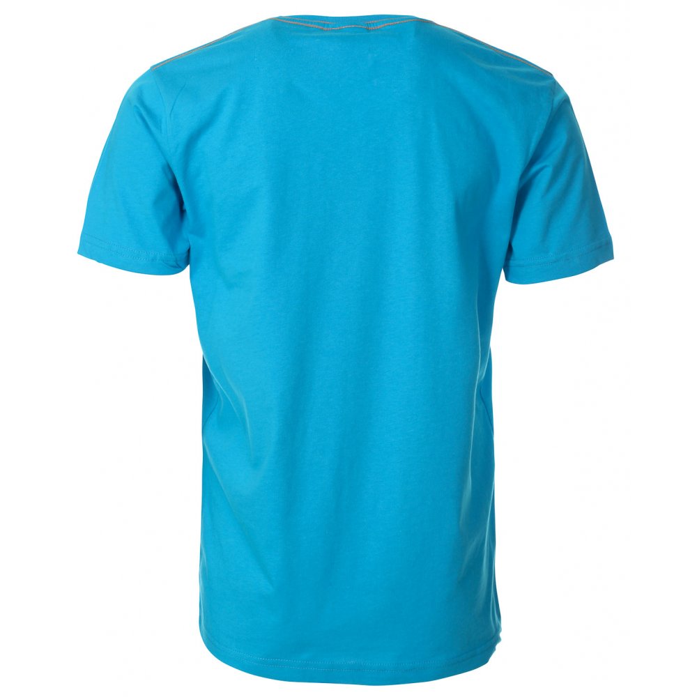 Mens Light Blue T-Shirt With Orange Printed Slogon