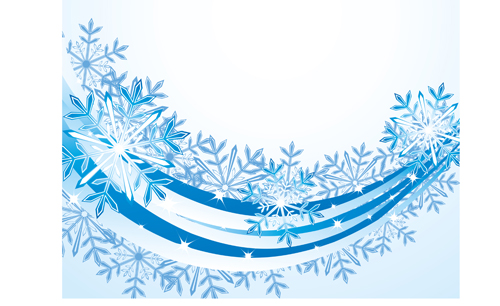 Set of snowflake with waves backgrounds art vector 03 - Vector ...