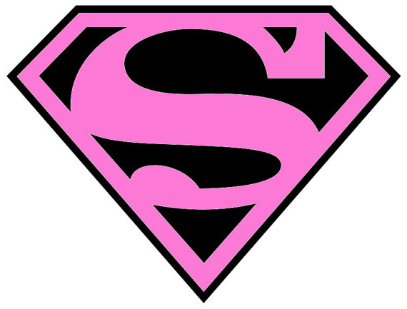 Pink and Black Superman Logo Iron On by StoneStreetBoutique