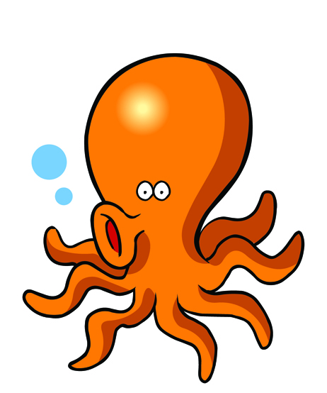 free clip arts: orange cute octopus vector and clipart and logo