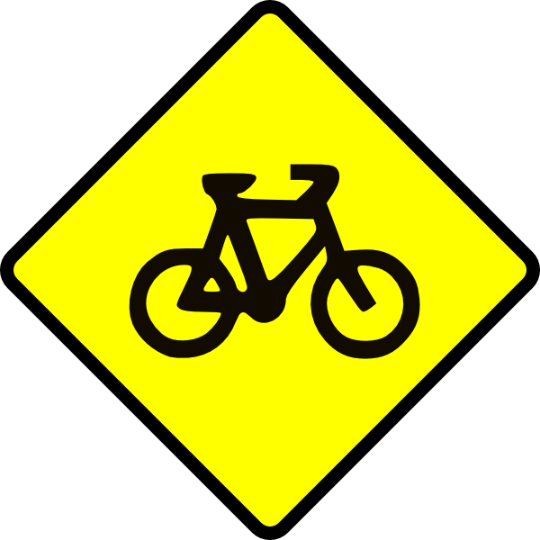 Caution Bike Road Sign Symbol Clip Art - vector clip ...