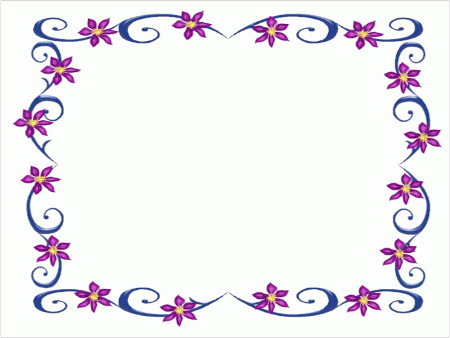 Purple Flowers Frame Certificate Paper