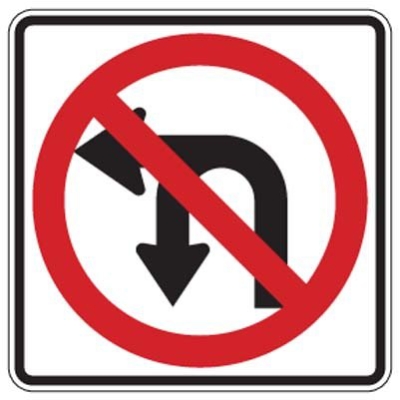No Left/U Turn Symbol signs from Labelmaster