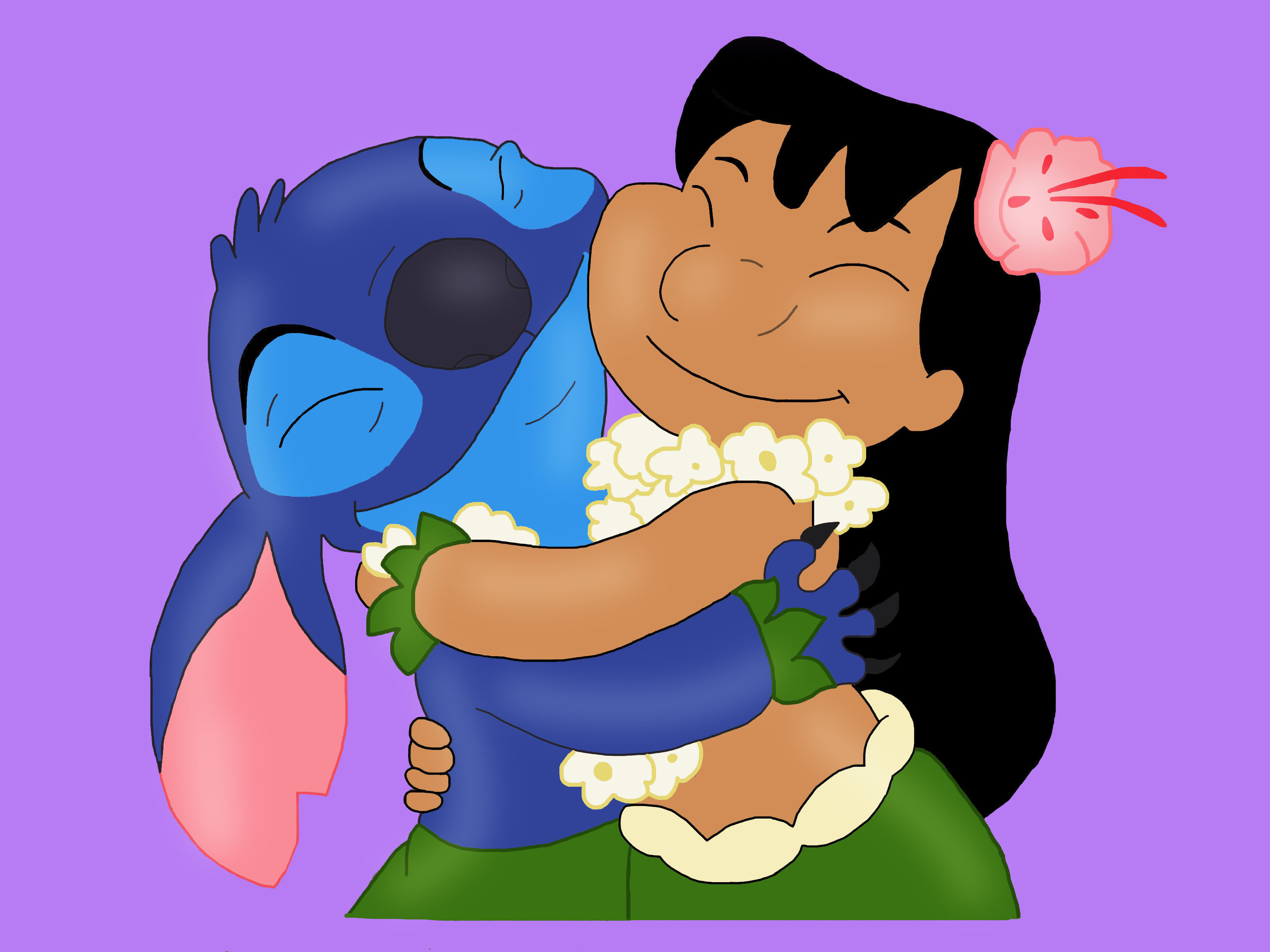 Lilo and Stitch hug by HeinousFlame