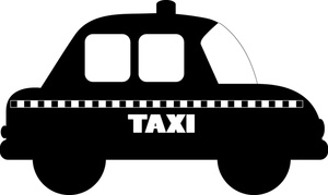 Cab Clipart Image - Silhouette of a Cartoon Taxi Cab
