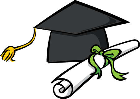 Stock Illustration - Graduation hat and diploma