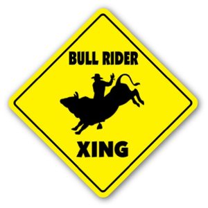 BULL RIDER CROSSING Sign novelty spurs cowboy boot ...