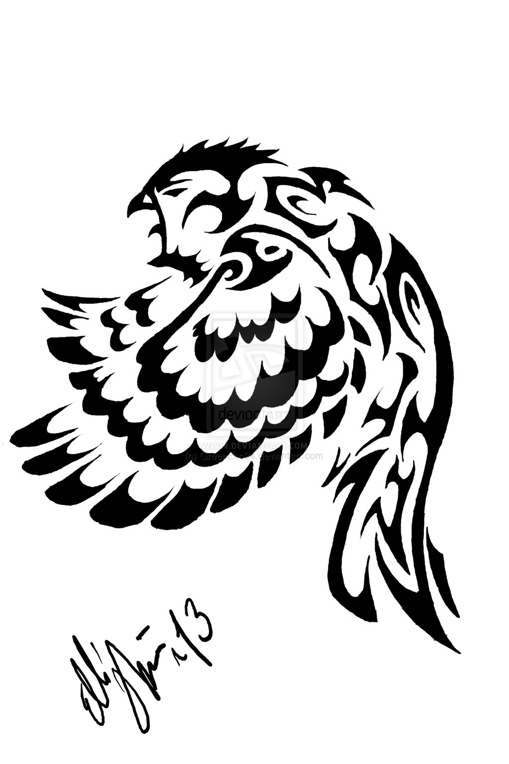 deviantART: More Like Tribal owl tattoo desing by GreenEco94