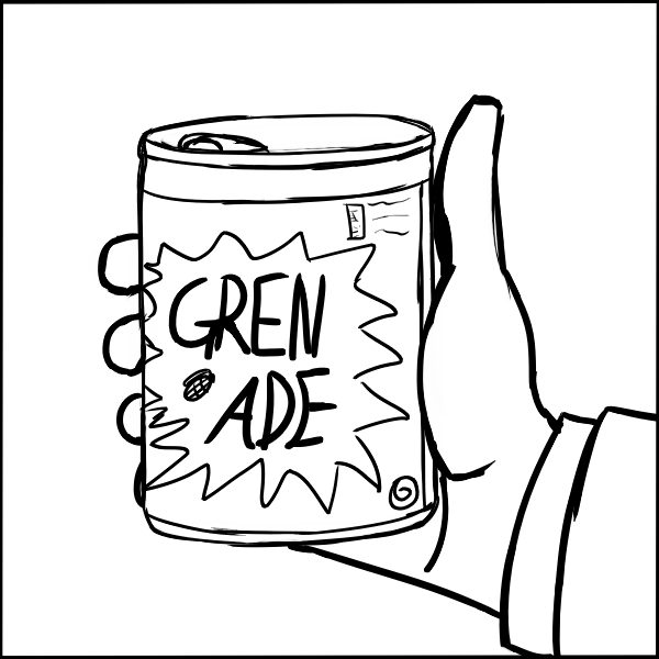 BH: Find the soda can marked “Grenade” and throw it through the ...