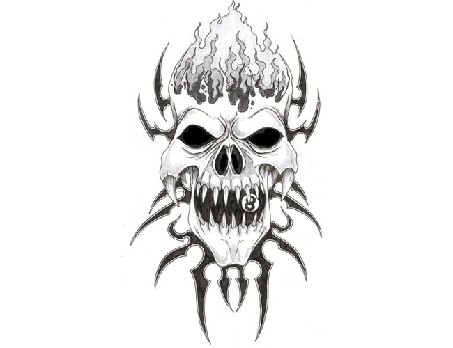 Evil Skull Drawings Tribal evil skull tattoo