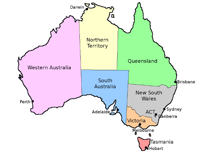 Australian States And Capitals - ClipArt