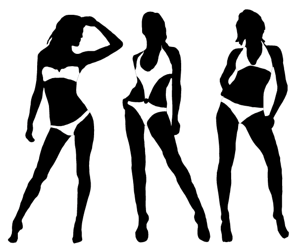 Women in Bikini Silhouettes Vector | Download Free Vector Art ...