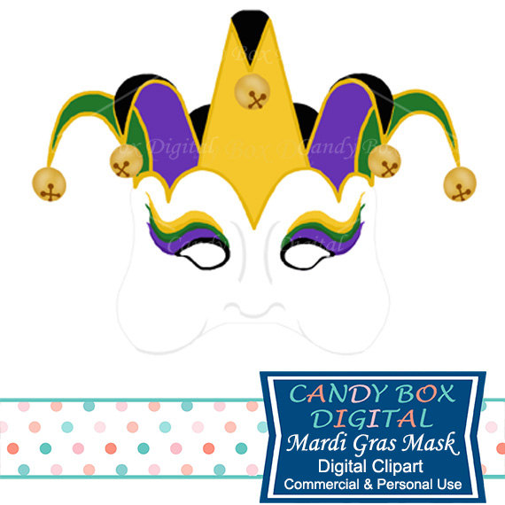 Mardi Gras Jester Mask Clip Art Masquerade Clip by CandyBoxDigital