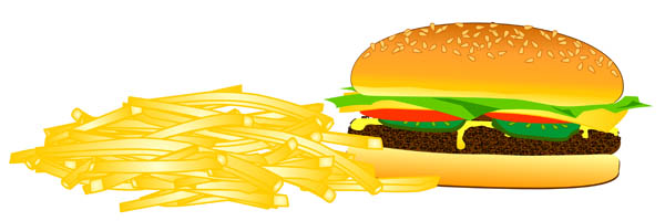 Hamburger and fries clipart