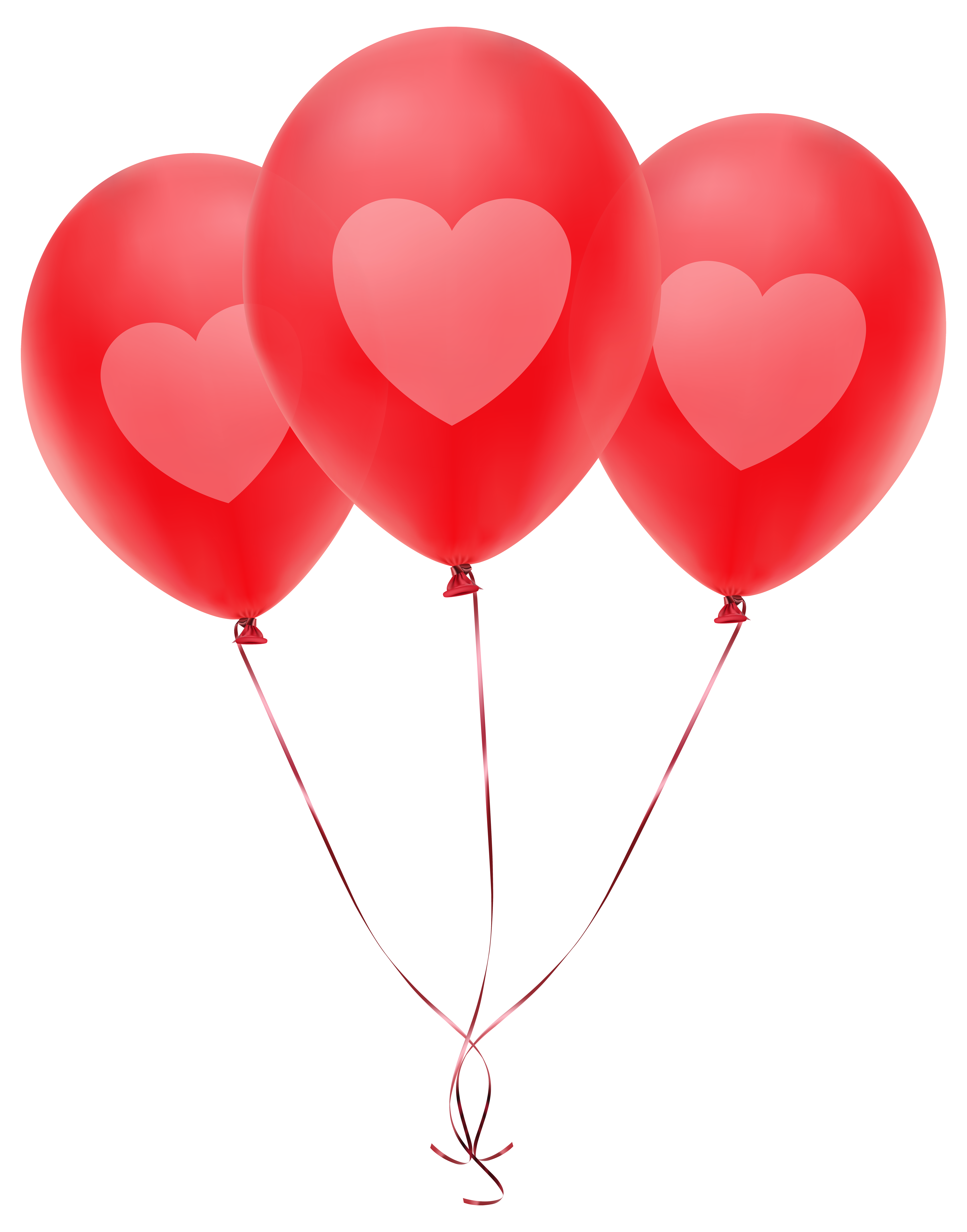 Red Balloons with Heart Transparent PNG Clip Art Image