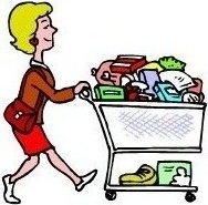 Woman shopping grocery clipart