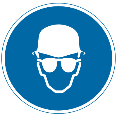 International Symbol Labels - Wear Head & Eye Protection | Emedco