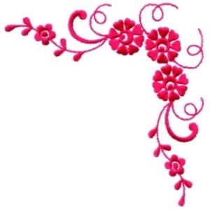 Simple Floral Corner Designs Red Floral Corner embroidery | Design ...