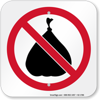 No Trash Prohibition Symbol Sign, SKU: K2-1786