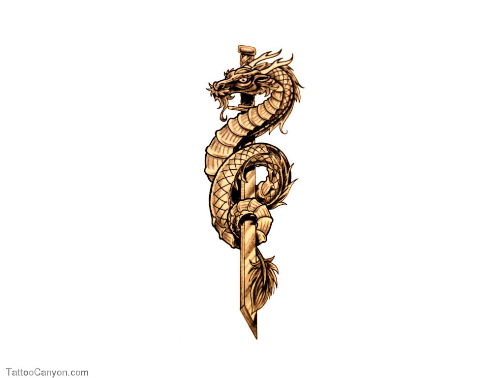 Dragon On Sword Tattoo Design | Fresh 2017 Tattoos Ideas
