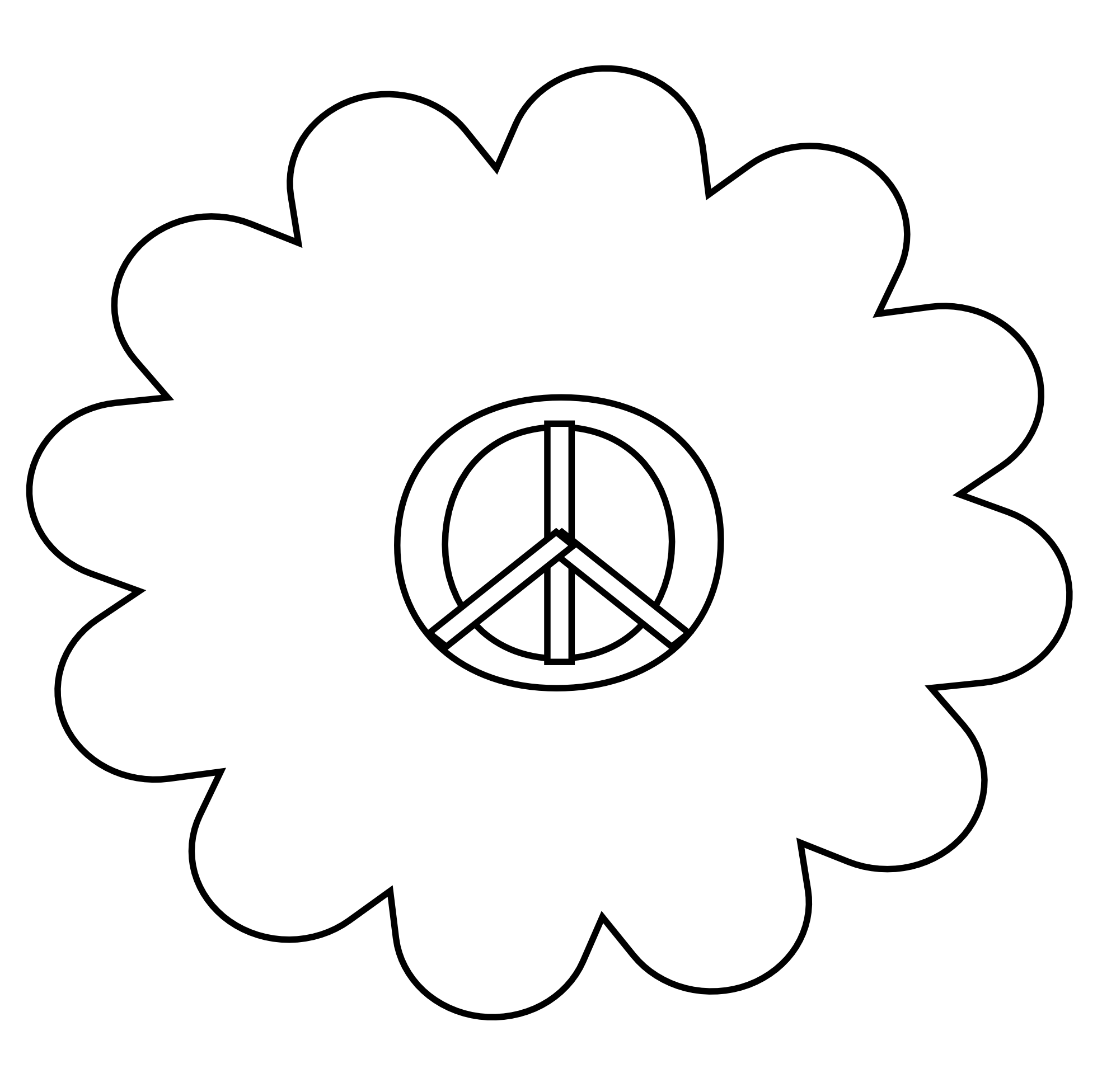 Peace Symbol Peace Sign Flower 1 4 Black White Line Art Coloring ...