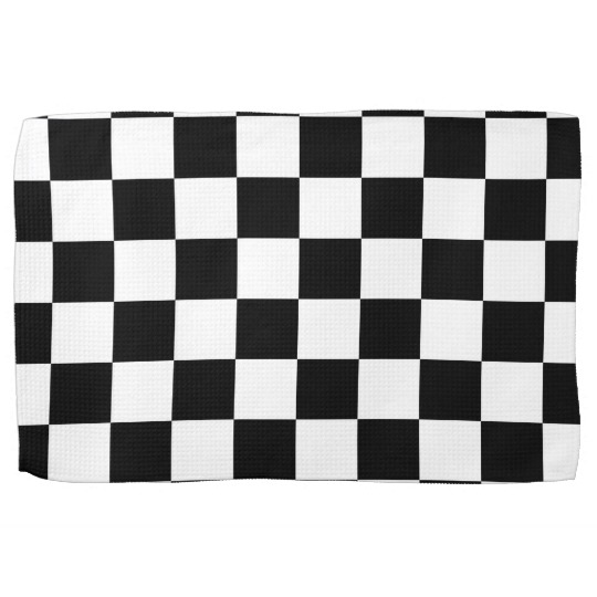 Racing Checkered Flag Pattern Large Black Kitchen Towel | Zazzle