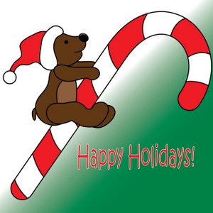 Christmas Bear Clipart Image - Christmas Bear Riding a Candy Cane ...