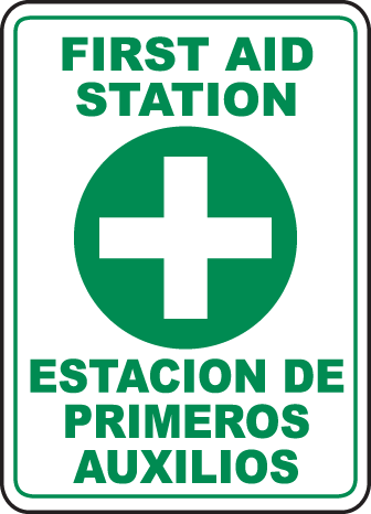 Bilingual First Aid Station Sign by SafetySign.com - D4623