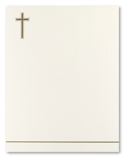 Simple Metallic Gold Cross Stationery Letterhead, 8932