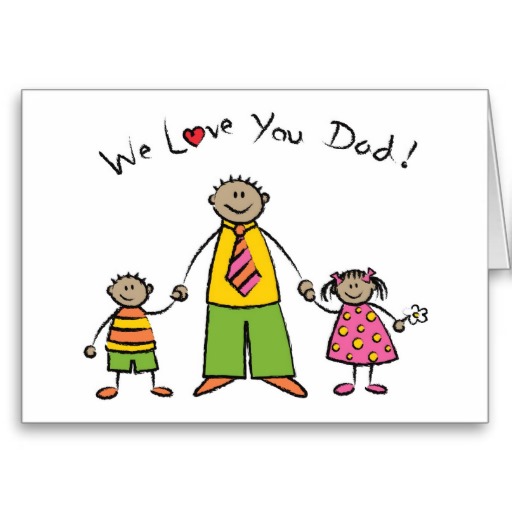 We Love You Dad Cartoon Family Happy Father's Day Greeting Card ...