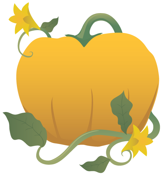 ClipArtLog » Blog Archive » Pumpkin with Vines & Flowers