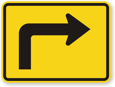 Right Directional Arrow Sign - Sharp Turn Sign, SKU: X-