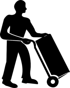 Worker Moving Trolley clip art - vector clip art online, royalty ...
