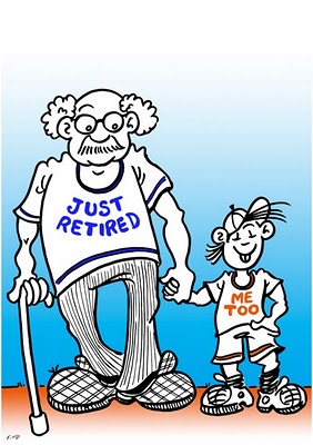 caricaturque: Cartoons about the age of retirement by René Bouschet