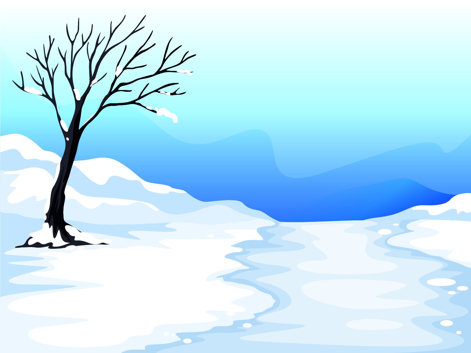 Snow and Tree Illustration PPT Backgrounds - 3D, Blue, Design ...