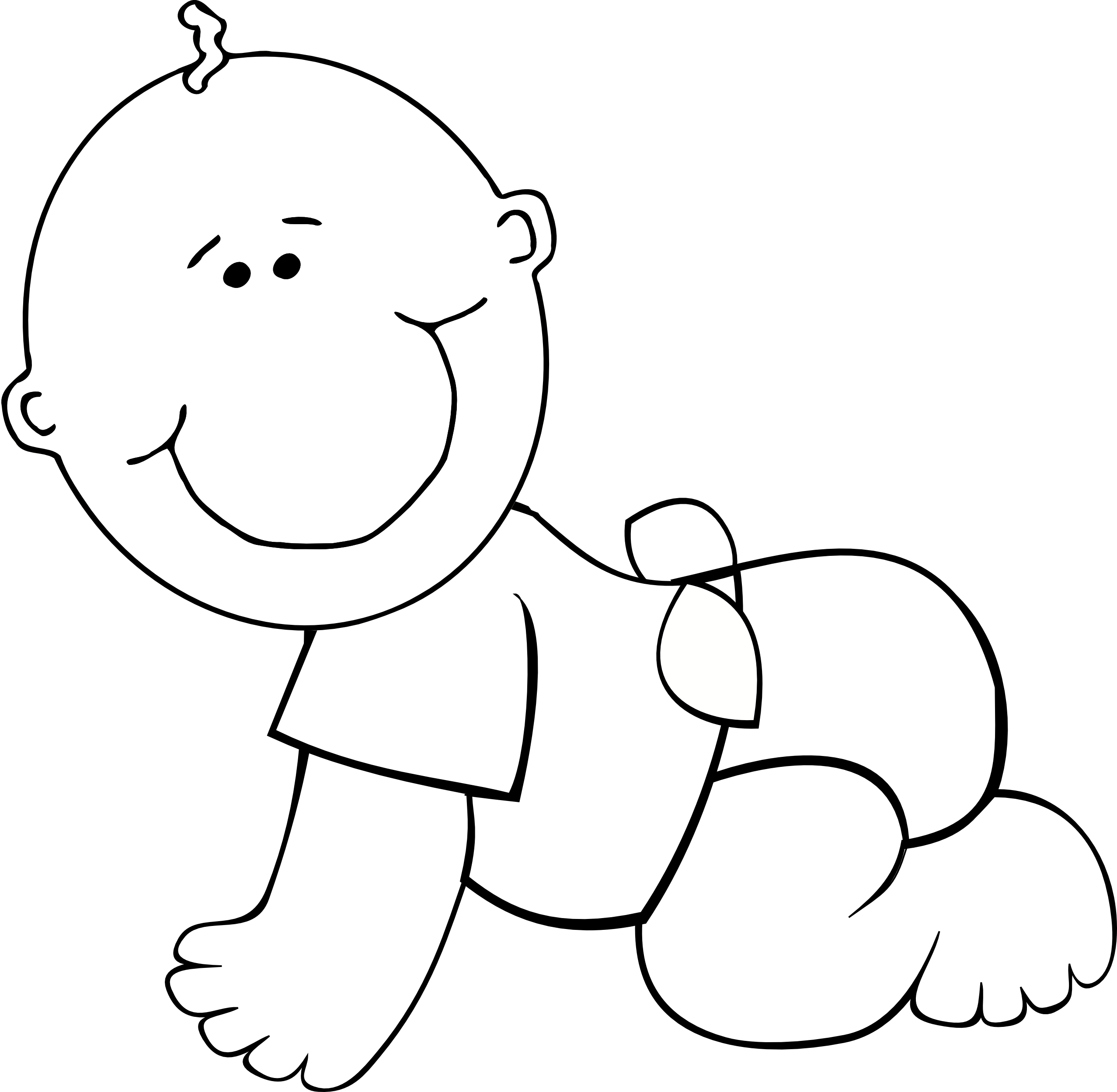 Baby Boy Crawling Black White Line Art Coloring Book Colouring ...