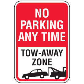 No Parking Signs - No Parking Any Time Tow-Away Zone (w/ Graphic ...