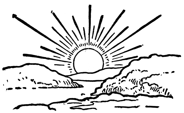 Morning Sun Clipart Black And White