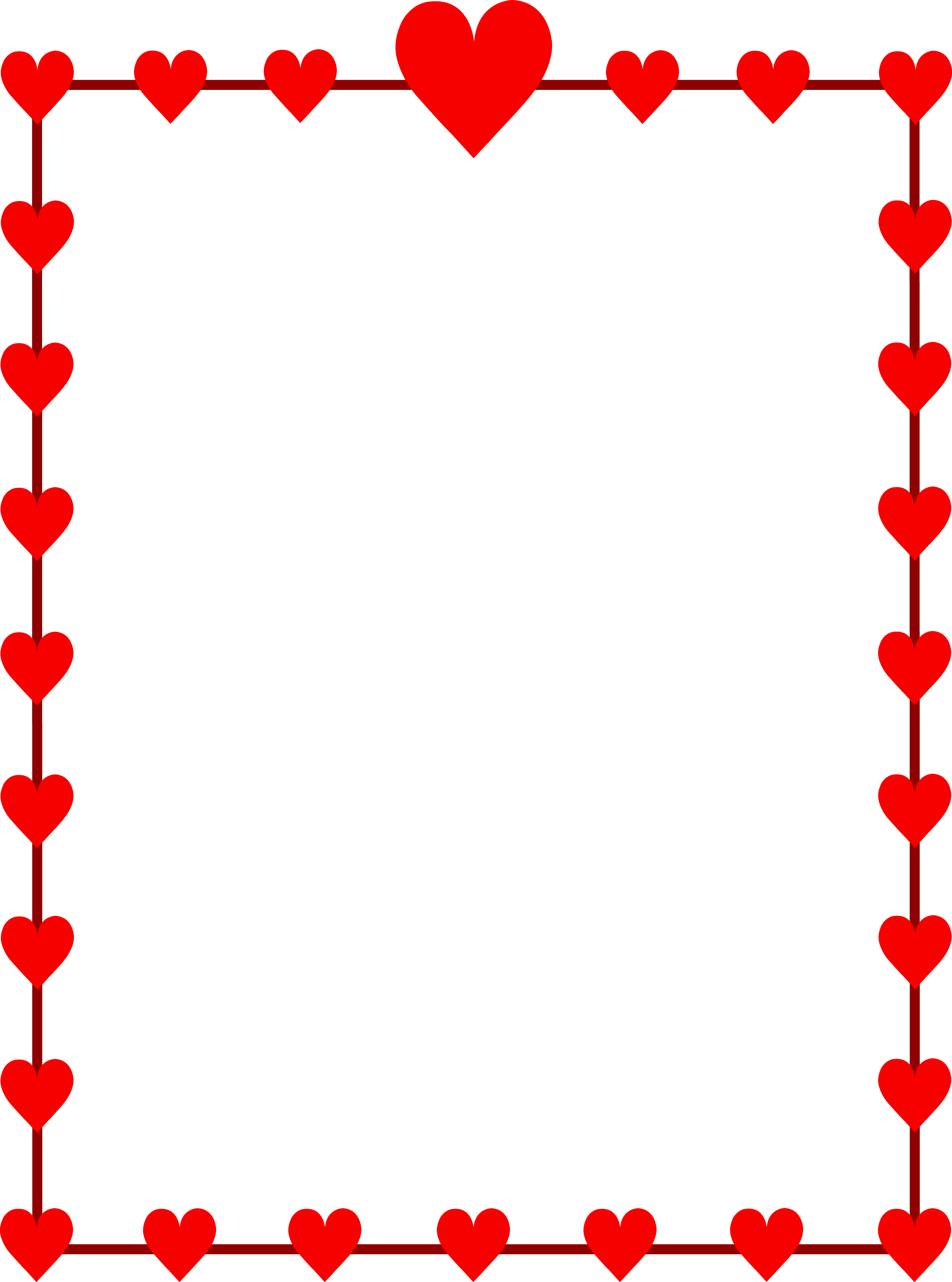 Free red heart outline border clipart