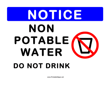 Printable Non Potable Water Sign