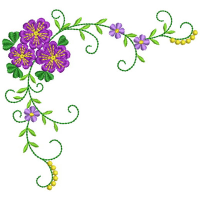 Wind Bell Embroidery Embroidery Design: Floral Corner 4.73 inches ...