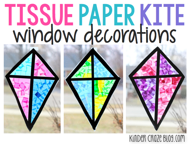 Stained Glass Kite Decorations Made from Tissue Paper